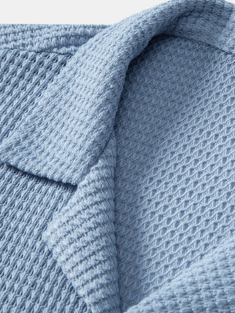 Waffle Textured Cuban Shirt & Shorts
