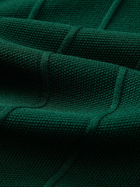 Stripe Jacquard Knit Polo Shirt & Straight Leg Ribbed Pants