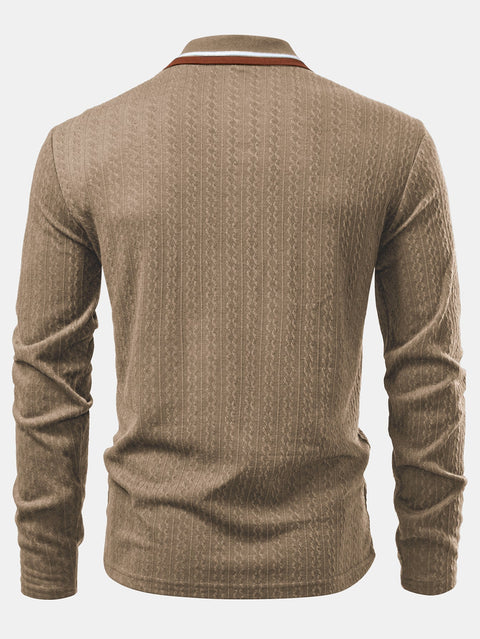 Long Sleeve Twist Jacquard Polo Shirt
