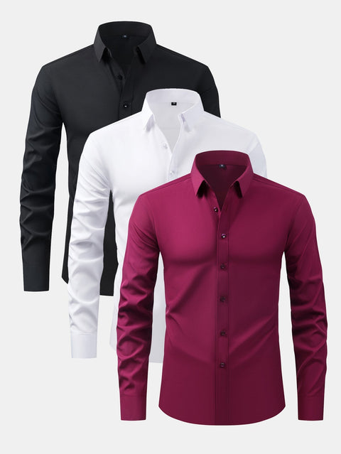 3 Pieces Long Sleeve Button Up Dress Shirt