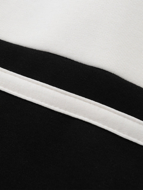 Relax Fit Color Block Patchwork Polo Sweatshirt