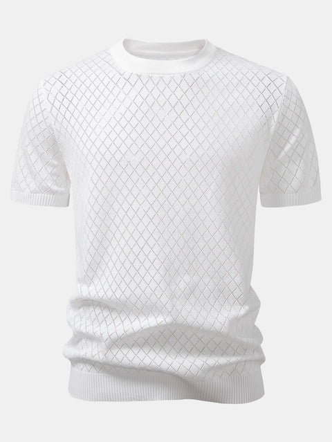Diamond Crochet Knitted T-Shirt