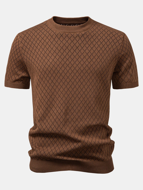 Diamond Crochet Knitted T-Shirt