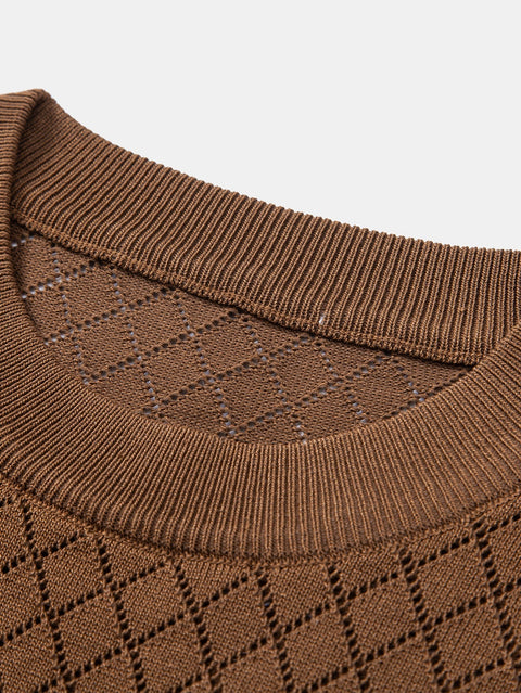 Diamond Crochet Knitted T-Shirt