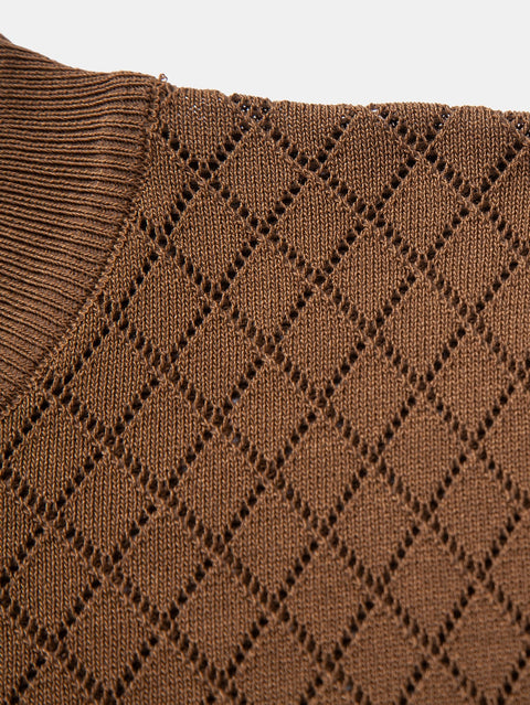 Diamond Crochet Knitted T-Shirt