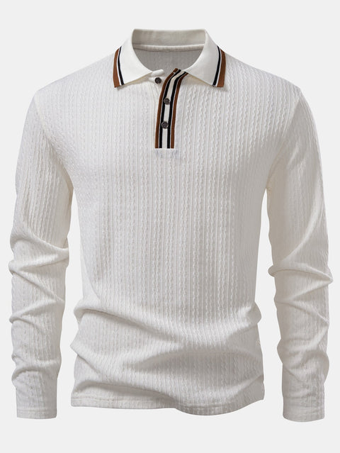 Long Sleeve Twist Jacquard Polo Shirt