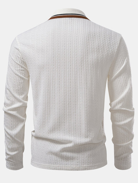 Long Sleeve Twist Jacquard Polo Shirt