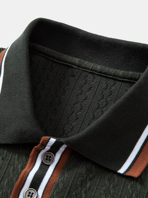 Long Sleeve Twist Jacquard Polo Shirt