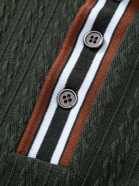 Long Sleeve Twist Jacquard Polo Shirt