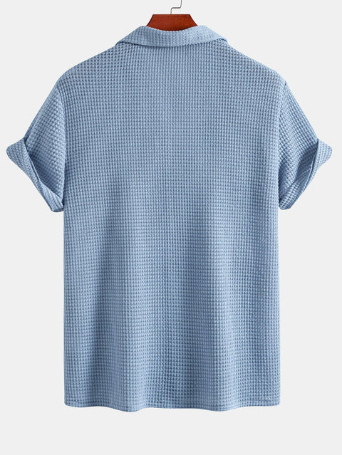Waffle Textured Cuban Shirt & Shorts