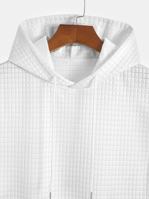 Waffle Sleeveless Hooded T-Shirt With Kangaroo Pocket & Shorts