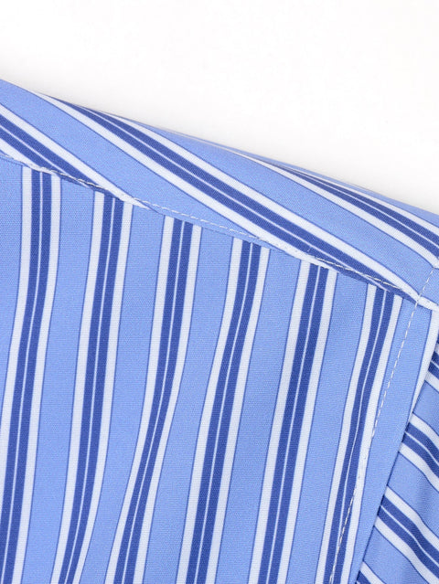 Long Sleeve Stripe Button Up Shirt & Slim Fit Tapered Trousers