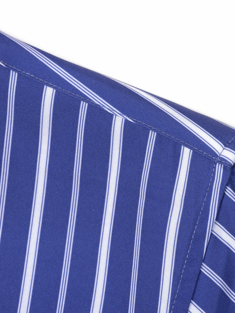 Long Sleeve Stripe Button Up Shirt & Slim Fit Tapered Trousers