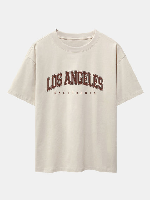 Los Angeles Print Heavy Weight Oversize T-Shirt & Corduroy Shorts