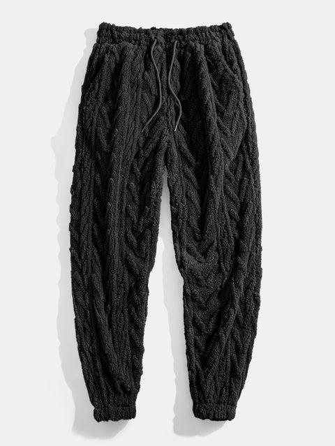 Geometric Jacquard Teddy Hoodie & Jogging Pants